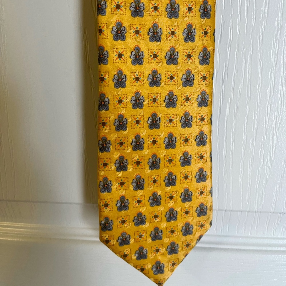 Yellow Floral Silk Zegna Tie